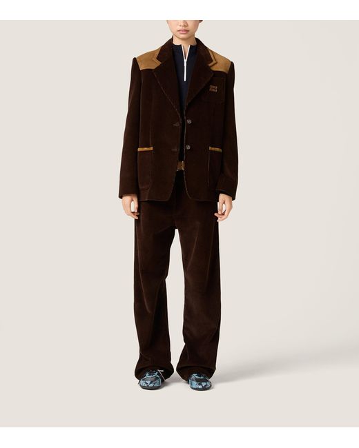 Miu Miu Black Corduroy Straight Trousers