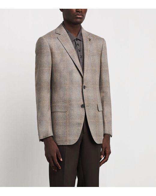 Pal Zileri Brown Cashmere Check Blazer for men