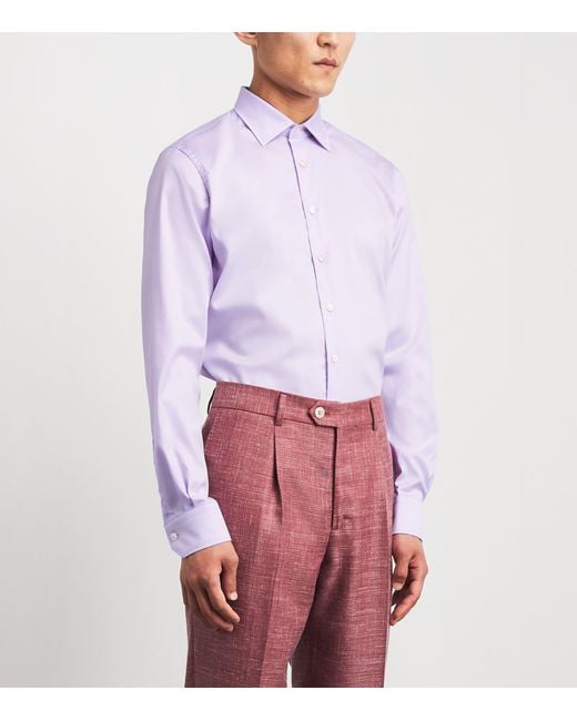 Pal Zileri Purple Stretch-Cotton Long-Sleeve Shirt for men