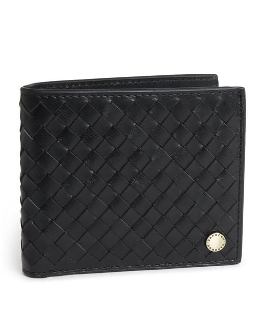 Barbour Black Leather Woven Farne Wallet for men