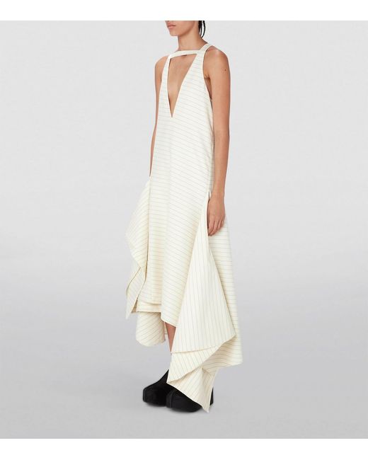 J.W. Anderson White Wool-blend Striped Maxi Dress