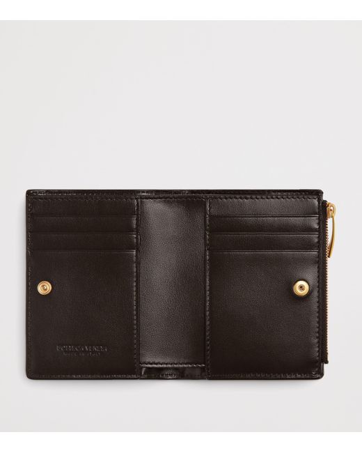 Bottega Veneta Black Leather Intrecciato Bifold Card Holder