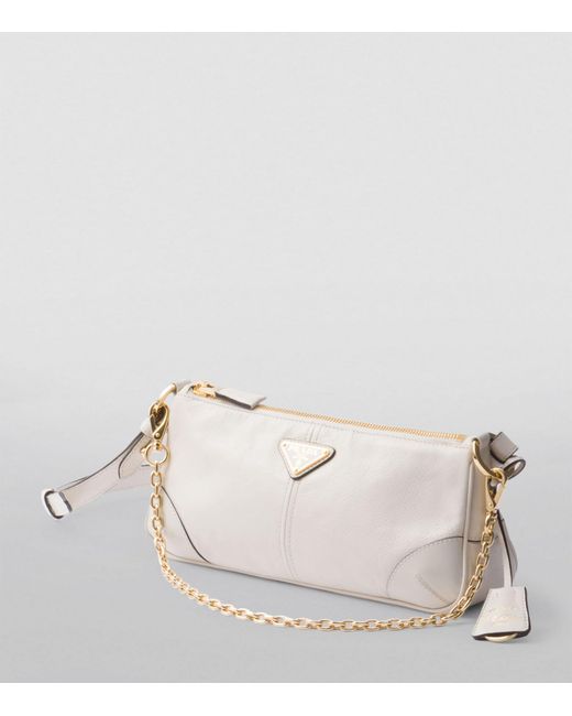 Prada White Medium Leather Re-edition 2002 Shoulder Bag