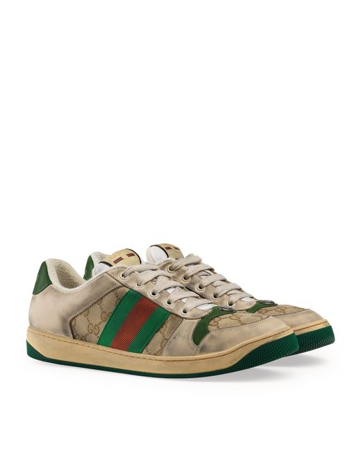 Gucci Green Leather Screener Gg Sneakers for men
