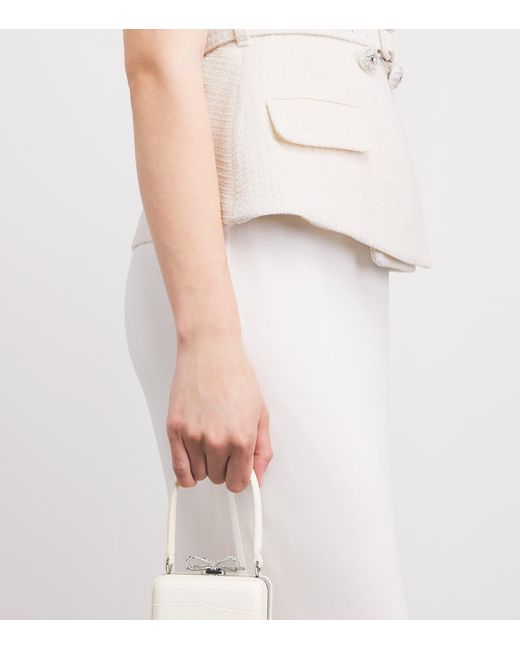 Self-Portrait White Bouclé Double-Breasted Tailored Maxi Dress