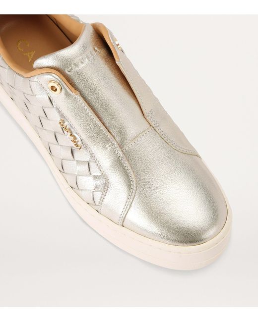 Carvela Kurt Geiger Natural Woven Leather Connected Laceless Sneakers