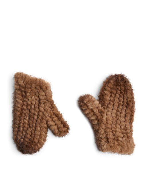 Max Mara Brown Mink Gloves