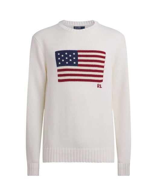 Polo Ralph Lauren White American Flag Sweater for men