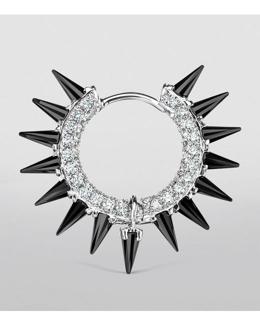 Maria Tash White Moissanite Mohawk And Diamond Pavé Hoop Earring