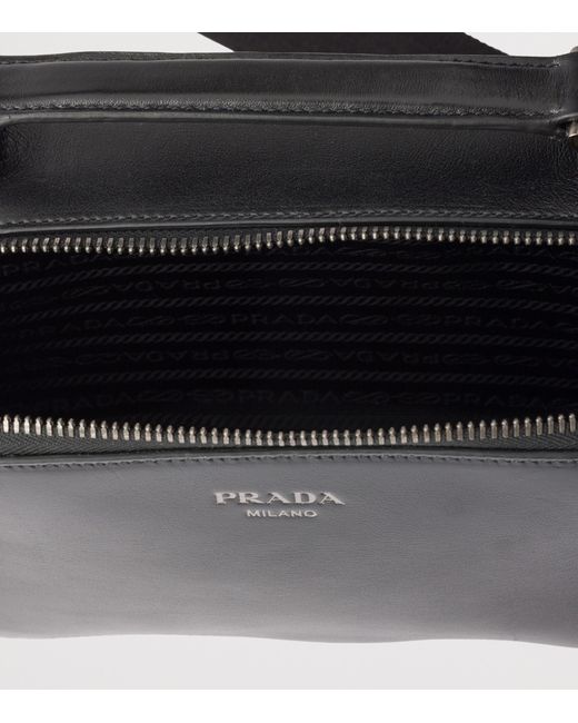 Prada Black Leather Brique Cross-Body Bag for men