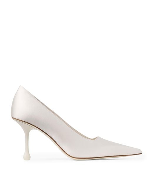 Jimmy Choo White Ixia 80 Satin Pumps