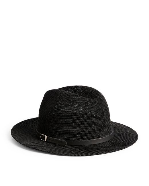 Emporio Armani Black Woven Fedora Hat for men