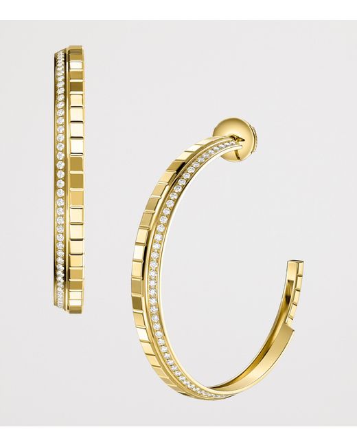 Chopard Metallic Large And Diamond Ice Cube Hoop Earrings