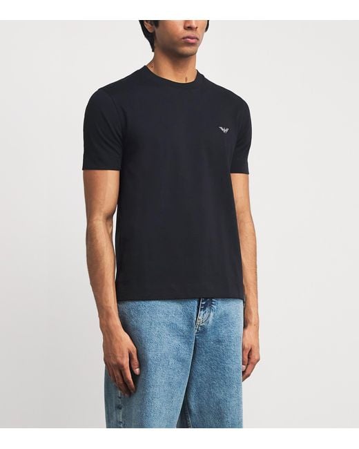 Emporio Armani Black Cotton Eagle Logo T-Shirt for men