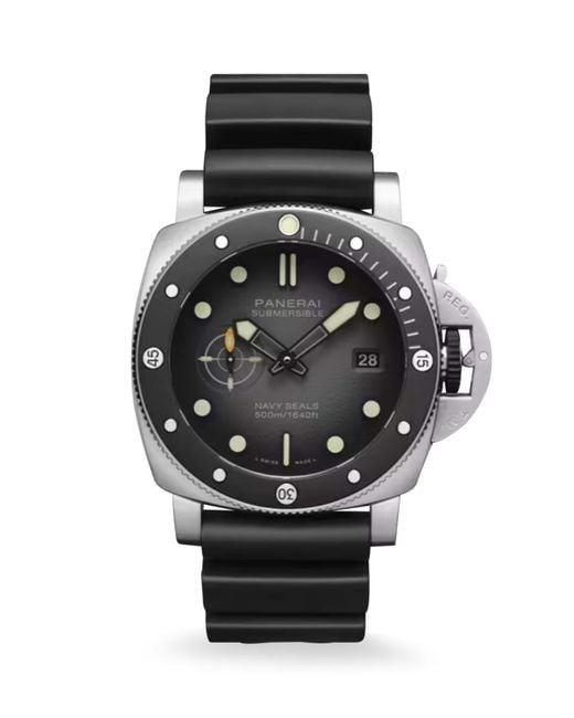 Panerai Black Stainless Steel Submersible Seals Watch