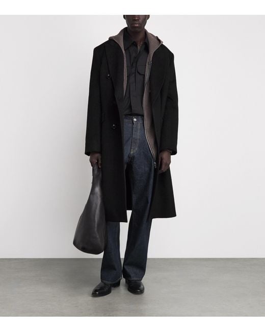 Our Legacy Black Mohair-Blend Whale Overcoat for men