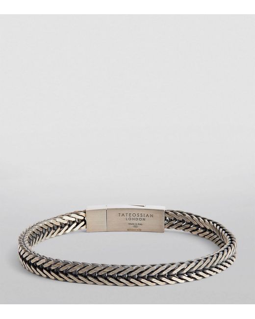 Tateossian Metallic Sterling Silver Herringbone Chain Bracelet for men