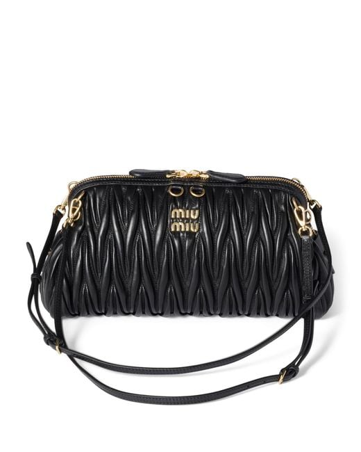 Miu Miu Black Matelassé Leather Clutch Bag