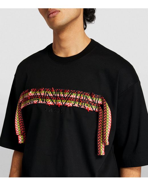 Lanvin Black Embroidered Curb Logo T-shirt for men