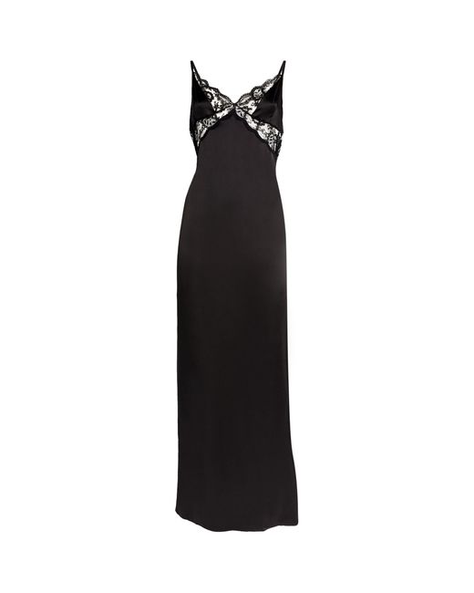 Gilda & Pearl Black Silk Lace-trim Rita Slip Dress