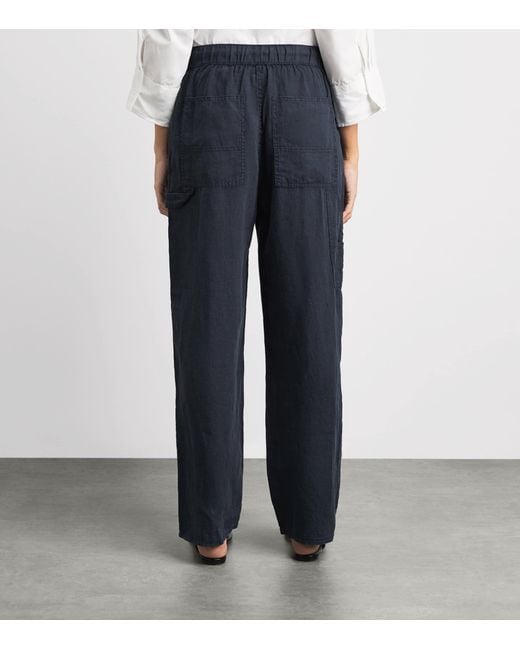 Rag & Bone Blue Linen Atlas Wide-Leg Trousers