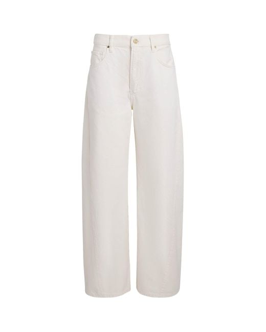 PAIGE White Arellia High-Rise Barrel Jeans