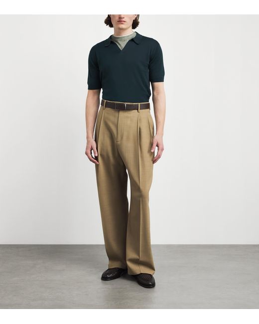 John Smedley Green Sea Island Cotton Noah Polo Shirt for men