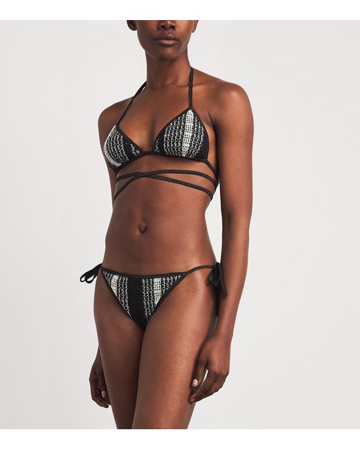 Missoni White Striped Tie-Up Triangle Bikini