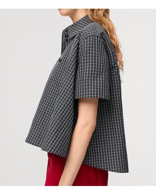 Loewe Gray Check Trapeze Short-Sleeve Shirt