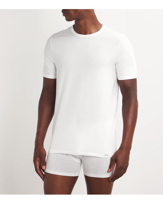 Hanro White Cotton T-Shirts for men