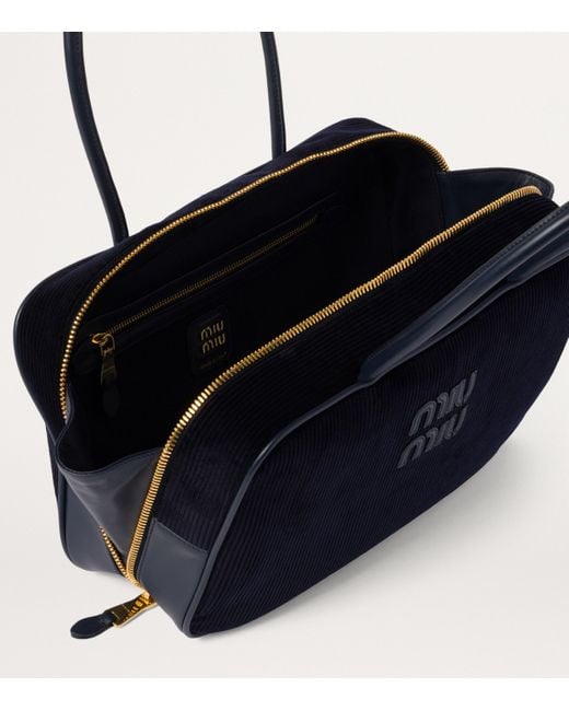 Miu Miu Blue Corduroy Beau Shoulder Bag