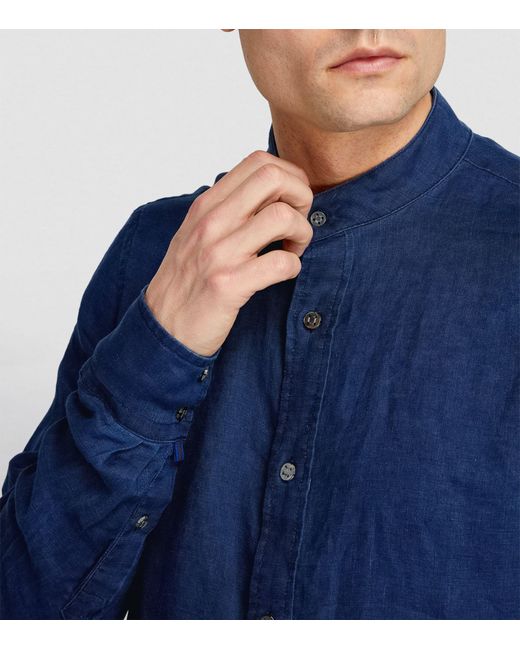 Jacob Cohen Blue Linen Guru Collar Shirt for men