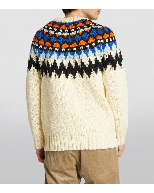 NN07 Blue Wool Fair Isle Sweater for men