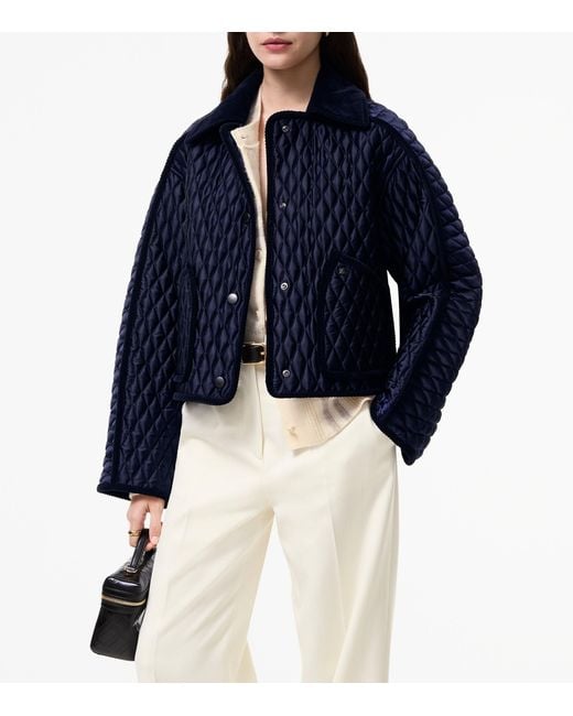 Burberry Blue Quilted Cropped Jacket