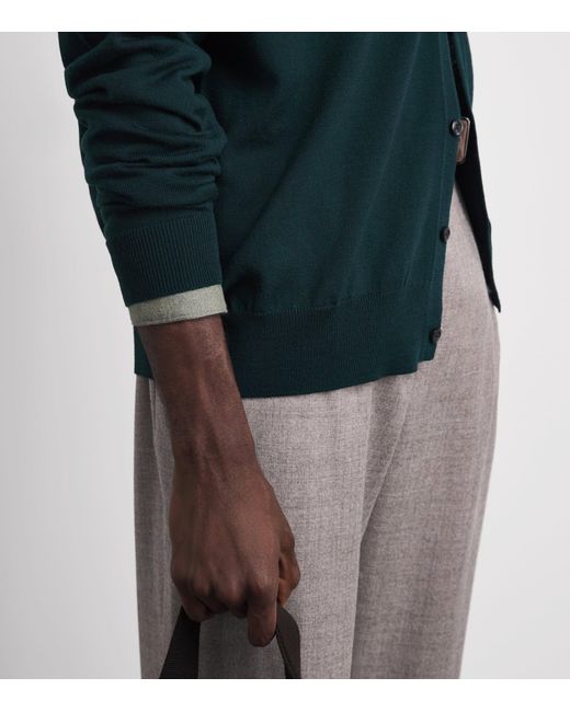 John Smedley Green Extra Fine Merino Wool Tibor Shirt for men