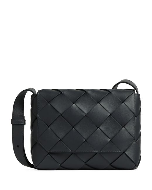 Bottega Veneta Black Leather Intreccio Diago Cross-Body Bag for men