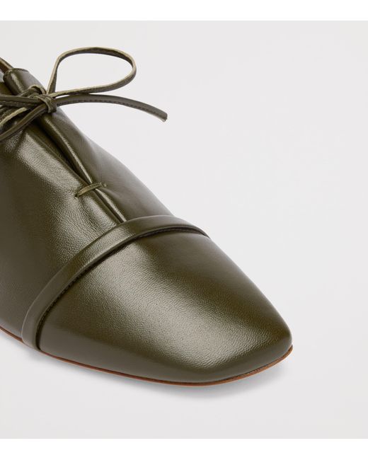 Malone Souliers Green Nappa Leather Lace-Up Jean Flats
