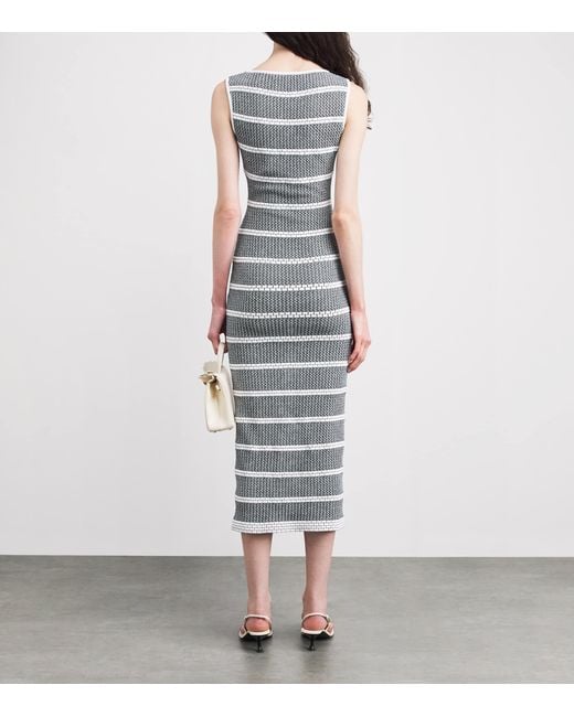 Valentino Gray Knit Stripe Maxi Dress
