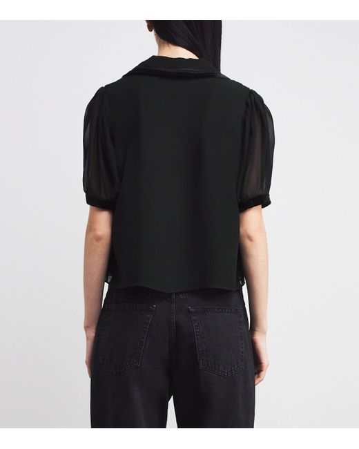 FRAME Black The Silk Sailor Blouse