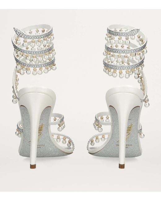 Rene Caovilla White Embellished Chandelier Heeled Sandals 105