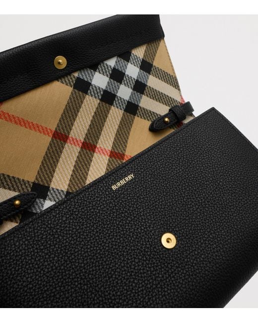 Burberry Black Leather Cotswolds Strap Wallet