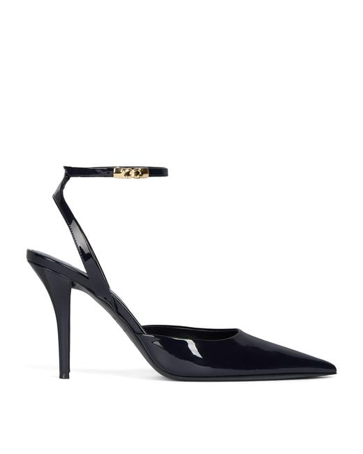 Balmain Blue Patent Leather Strappy Pumps 95