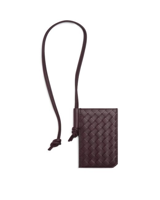Bottega Veneta Purple Leather Intrecciato Piccolo Badge Holder for men