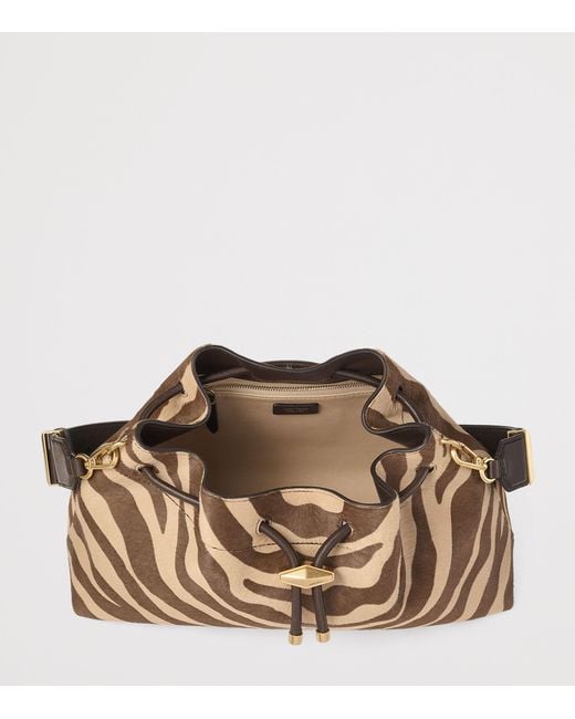 Jimmy Choo Brown Medium Cinch Haircalf Shoulder Bag