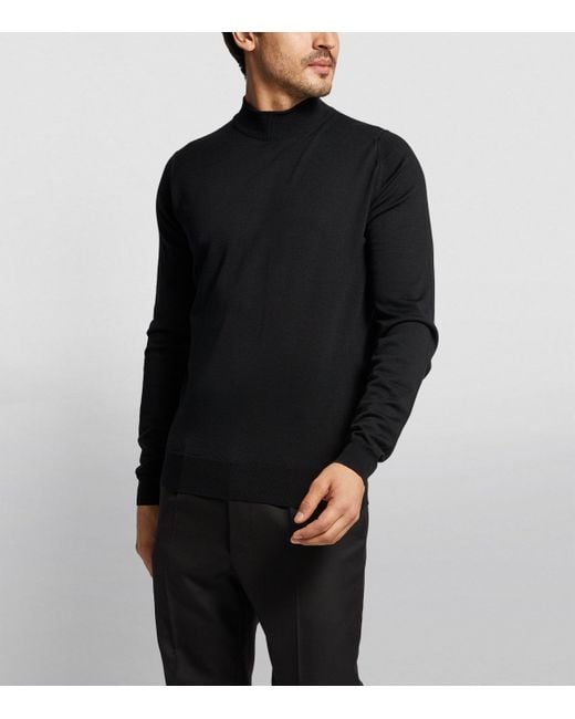 John Smedley Blue Merino Wool Harcourt Sweater for men