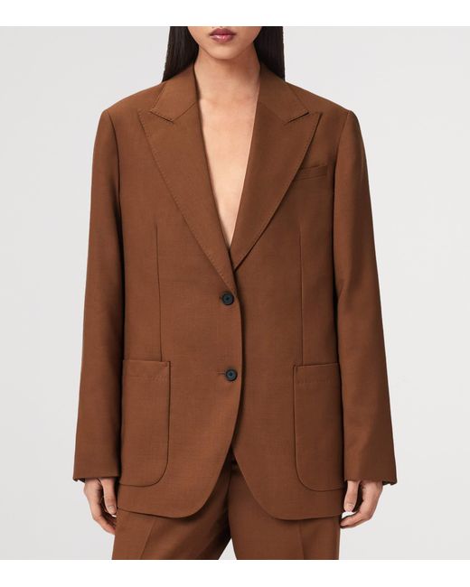 AllSaints Brown Wool-Blend Beck Blazer