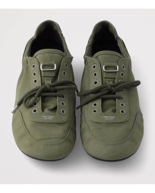 Prada Green Canvas Collapse Sneakers for men