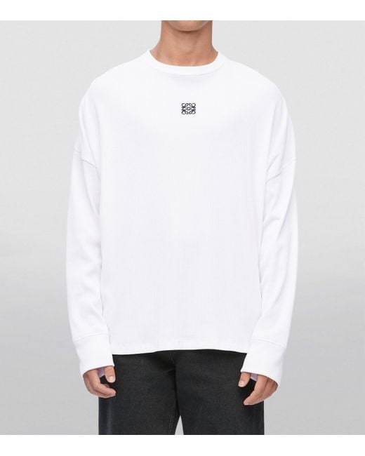 Loewe White Long-Sleeve Logo T-Shirt for men