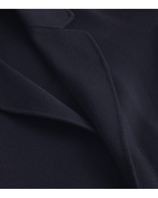 Max Mara Blue Virgin Wool Short Wrap Coat