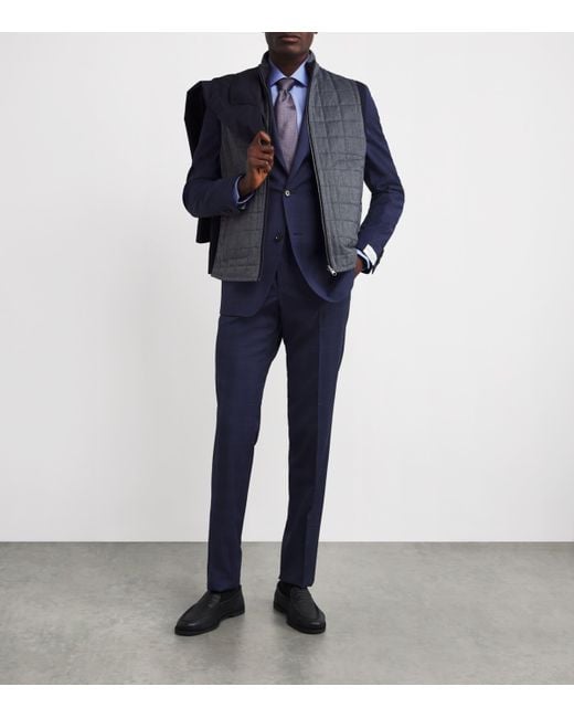 Pal Zileri Blue Quilted Reversible Gilet for men